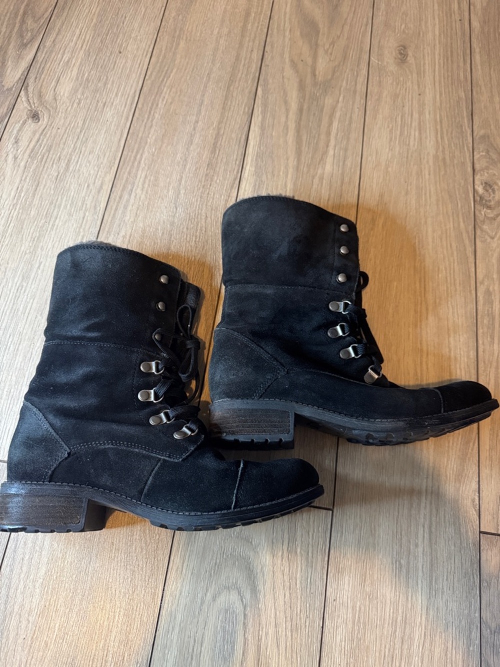 UGG Black Suede Lace-Up Ankle Boots -
